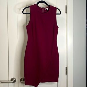 Burgundy Bias Cut fitted Dress